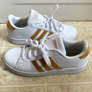 Adidas Superstar White and Gold Sneakers